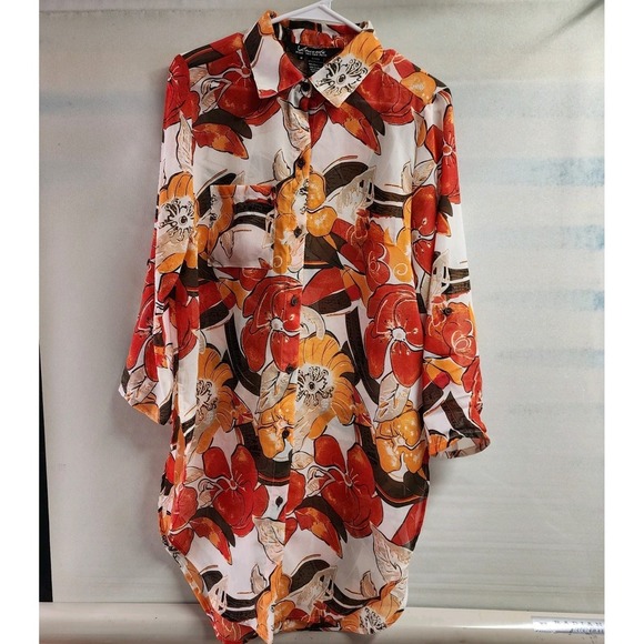 Vincente Milan Sheer Cardigan‎ M Multicolor Swirl Print Lightweight Pre-Owned - Picture 6 of 6